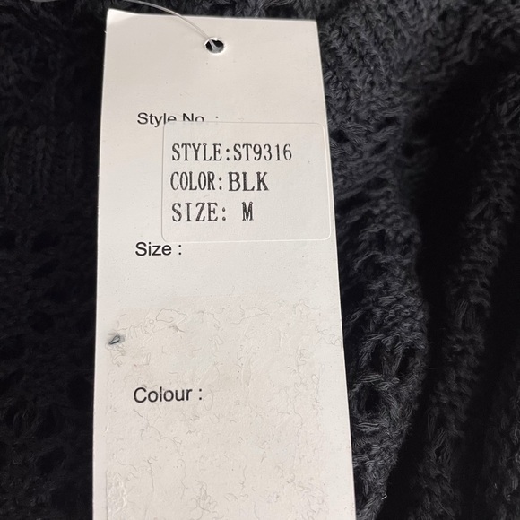 Papillon Pointelle Knit Sweater Black Size M - K54 - Picture 3 of 9